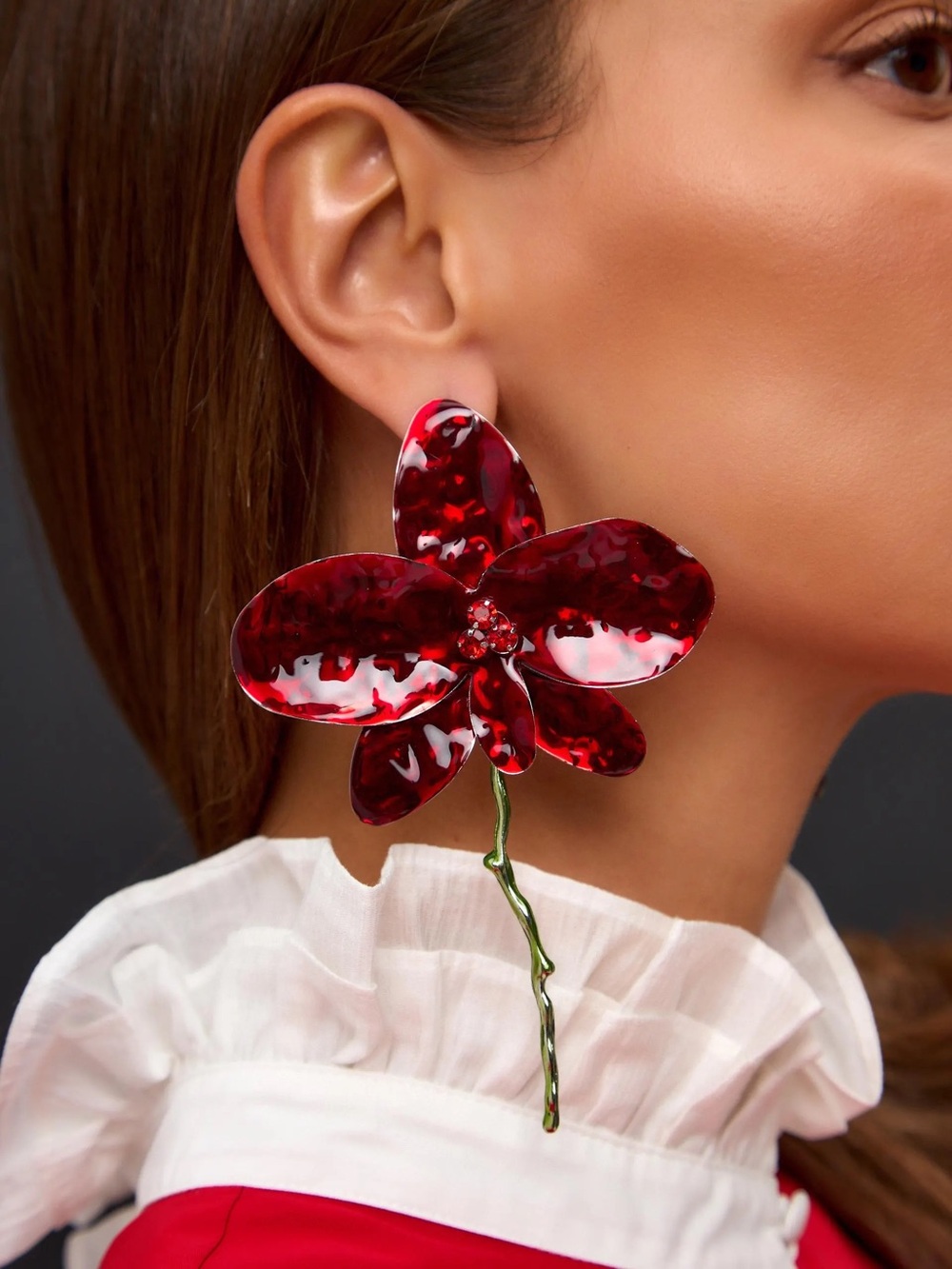 ZARA Enameled Orchid Flower Earrings | NWT